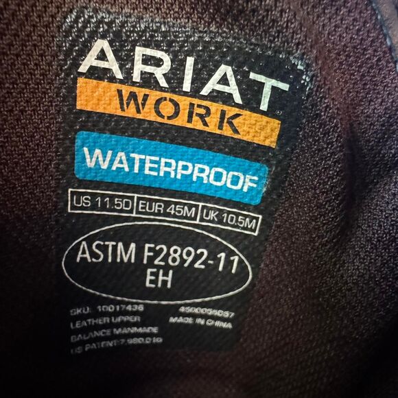 Ariat Work Waterproof EH Rated Men’s 11.5D Brown Leather Western Work Boots main image 6